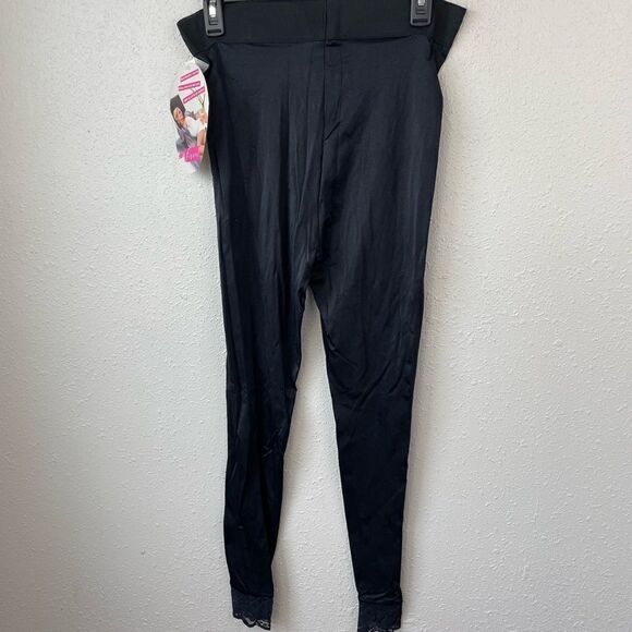 NWT Go Figure Womens Blue Lingerie Lace Trimmed Garment Skim Leg Leggings Size L - Picture 3 of 8